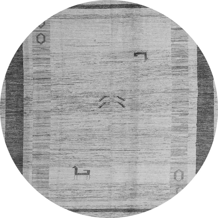 Round Machine Washable Abstract Gray Modern Rug, wshabs4666gry