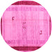 Round Machine Washable Abstract Pink Modern Rug, wshabs4666pnk