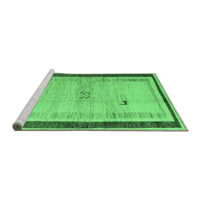 Sideview of Machine Washable Abstract Emerald Green Modern Area Rugs, wshabs4666emgrn