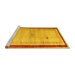Sideview of Machine Washable Abstract Yellow Modern Rug, wshabs4666yw
