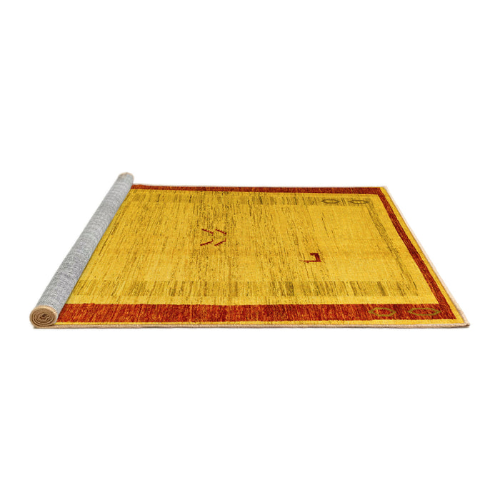 Sideview of Machine Washable Abstract Yellow Modern Rug, wshabs4666yw