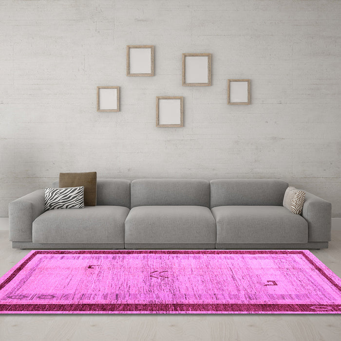 Machine Washable Abstract Purple Modern Area Rugs in a Living Room, wshabs4666pur