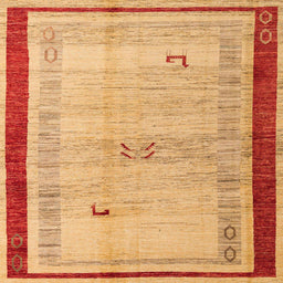 Square Machine Washable Abstract Orange Rug, wshabs4666