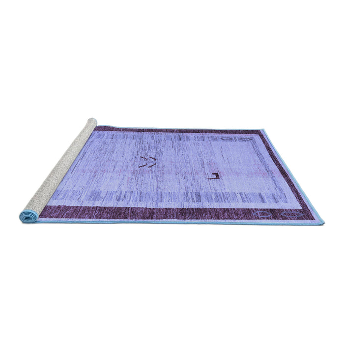 Sideview of Machine Washable Abstract Blue Modern Rug, wshabs4666blu
