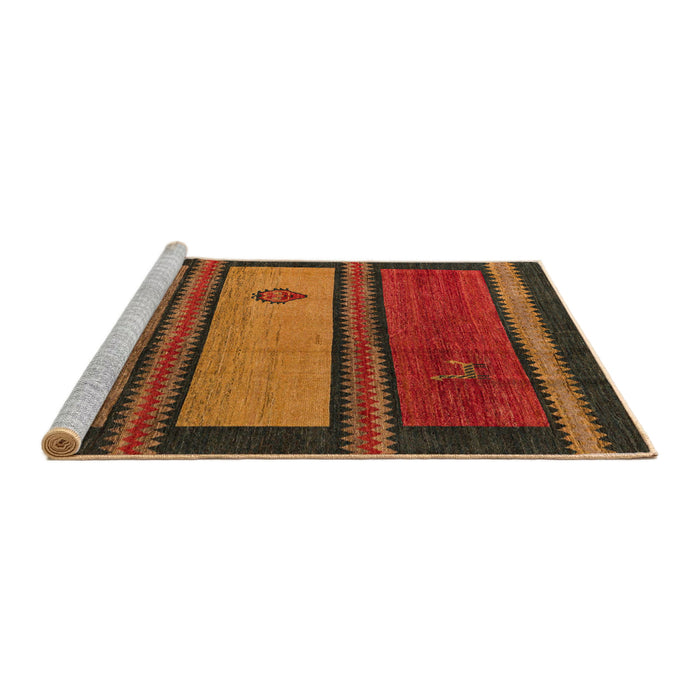 Sideview of Machine Washable Abstract Saffron Red Rug, wshabs4667