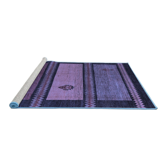 Sideview of Machine Washable Abstract Blue Modern Rug, wshabs4667blu