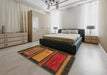 Abstract Saffron Red Modern Rug in a Bedroom, abs4667