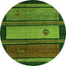 Round Abstract Green Modern Rug, abs4667grn