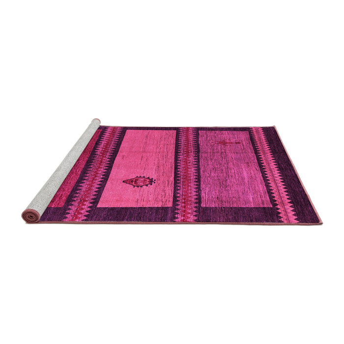 Sideview of Machine Washable Abstract Pink Modern Rug, wshabs4667pnk