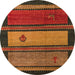 Round Machine Washable Abstract Saffron Red Rug, wshabs4667