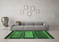 Machine Washable Abstract Emerald Green Modern Rug, wshabs4667emgrn