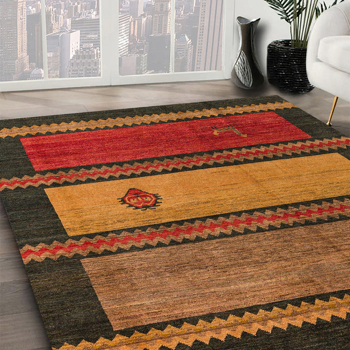 Abstract Saffron Red Modern Rug in Family Room, abs4667