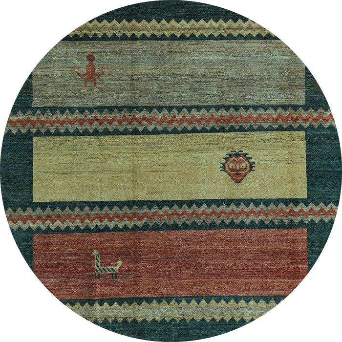 Round Abstract Light Blue Modern Rug, abs4667lblu