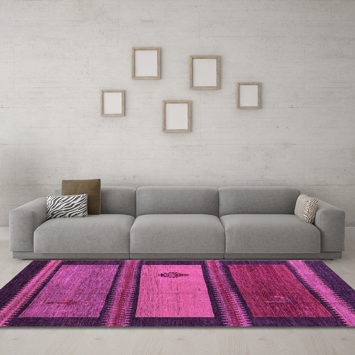 Machine Washable Abstract Purple Modern Area Rugs in a Living Room, wshabs4667pur