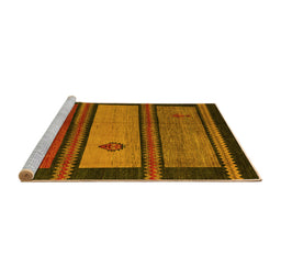 Sideview of Machine Washable Abstract Yellow Modern Rug, wshabs4667yw