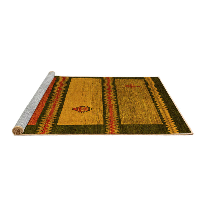 Sideview of Machine Washable Abstract Yellow Modern Rug, wshabs4667yw