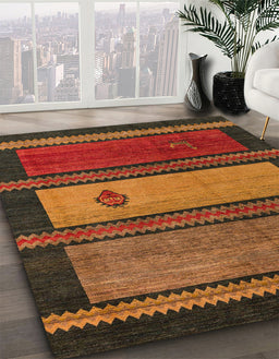 Machine Washable Abstract Saffron Red Rug in a Family Room, wshabs4667