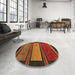 Round Abstract Saffron Red Modern Rug in a Office, abs4667