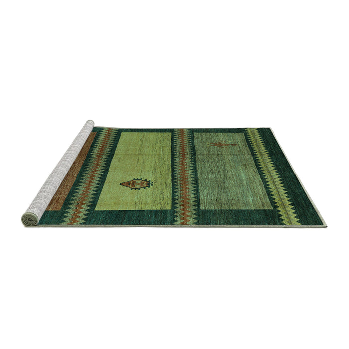 Sideview of Machine Washable Abstract Turquoise Modern Area Rugs, wshabs4667turq