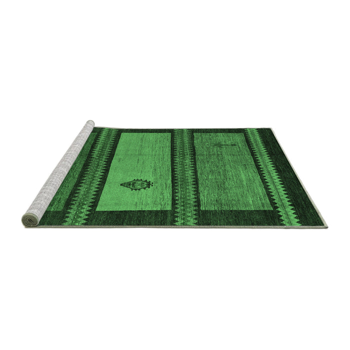 Sideview of Machine Washable Abstract Emerald Green Modern Area Rugs, wshabs4667emgrn
