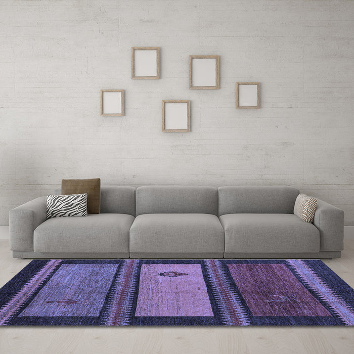 Machine Washable Abstract Blue Modern Rug in a Living Room, wshabs4667blu