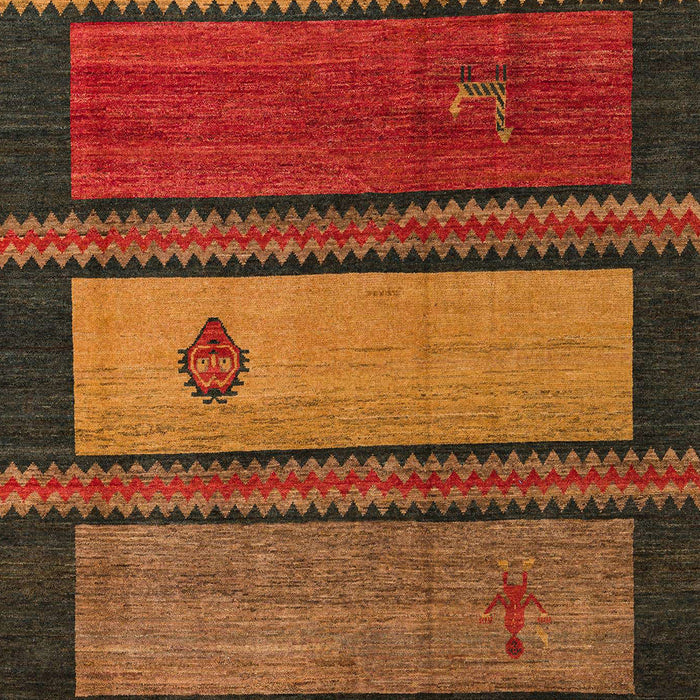 Machine Washable Abstract Saffron Red Rug, wshabs4667