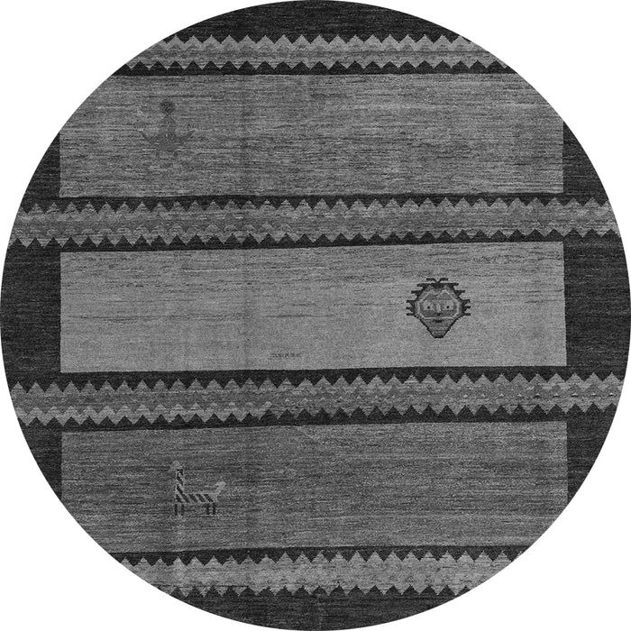 Round Machine Washable Abstract Gray Modern Rug, wshabs4667gry