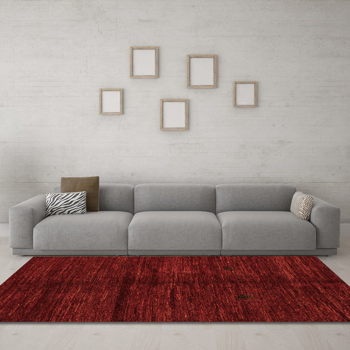 Machine Washable Abstract Orange Modern Area Rugs in a Living Room, wshabs4668org