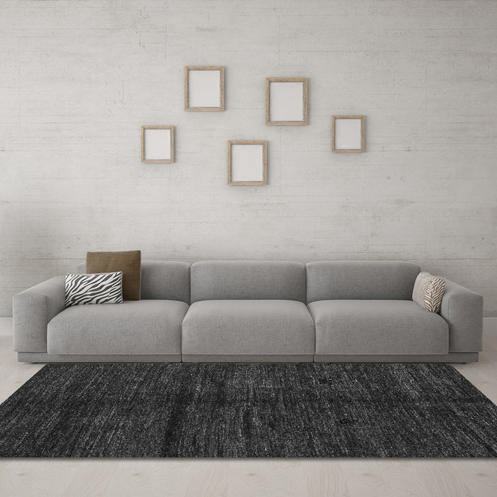 Machine Washable Abstract Gray Modern Rug in a Living Room,, wshabs4668gry