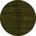 Round Abstract Green Modern Rug, abs4668grn