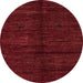 Round Machine Washable Abstract Red Rug, wshabs4668