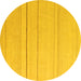 Round Machine Washable Solid Yellow Modern Rug, wshabs4669yw