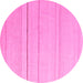 Round Machine Washable Solid Pink Modern Rug, wshabs4669pnk