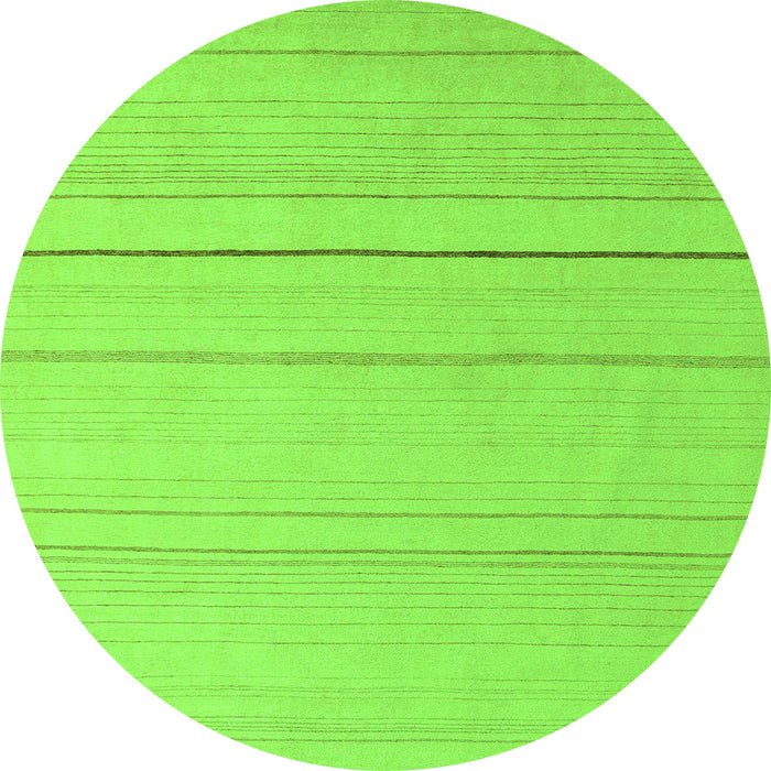 Round Machine Washable Solid Green Modern Area Rugs, wshabs4669grn
