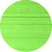 Round Machine Washable Solid Green Modern Area Rugs, wshabs4669grn