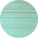 Round Machine Washable Solid Light Blue Modern Rug, wshabs4669lblu