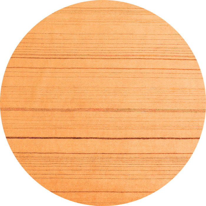 Round Machine Washable Solid Orange Modern Area Rugs, wshabs4669org