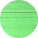 Round Machine Washable Solid Emerald Green Modern Area Rugs, wshabs4669emgrn