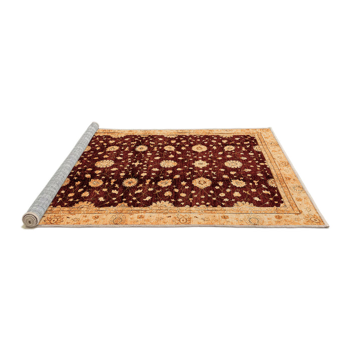 Sideview of Machine Washable Oriental Orange Traditional Area Rugs, wshabs466org