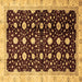 Square Machine Washable Oriental Brown Traditional Rug, wshabs466brn