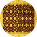 Round Oriental Yellow Traditional Rug, abs466yw