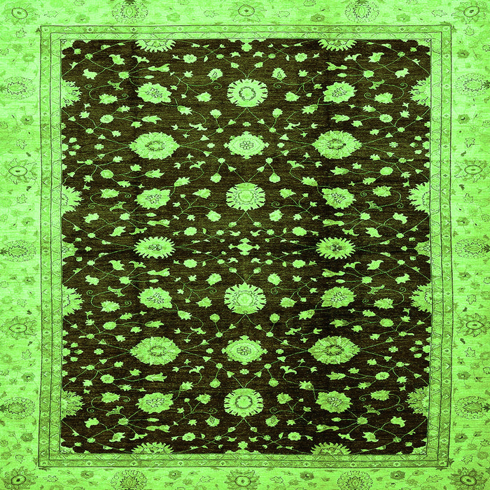 Square Machine Washable Oriental Green Traditional Area Rugs, wshabs466grn