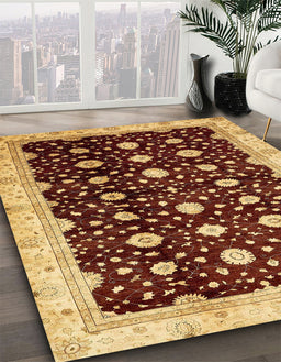 Abstract Orange Oriental Rug in Family Room, abs466