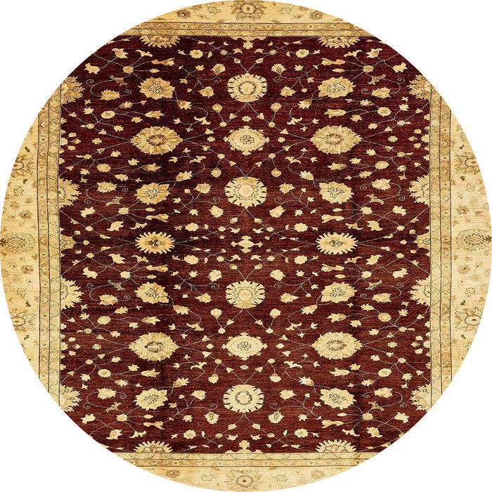 Round Abstract Orange Oriental Rug, abs466