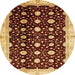 Round Abstract Orange Oriental Rug, abs466