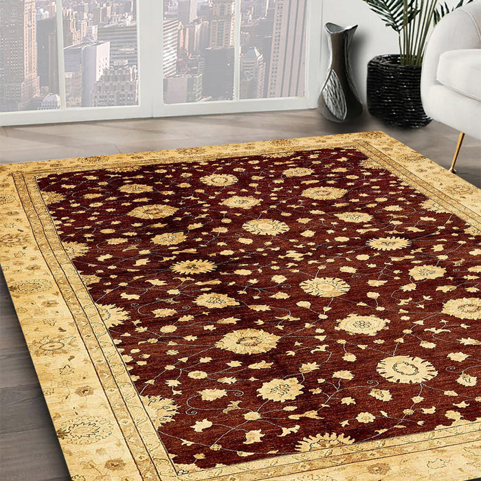 Machine Washable Abstract Orange Rug in a Family Room, wshabs466