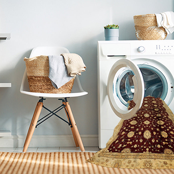 Machine Washable Abstract Orange Rug in a Washing Machine, wshabs466