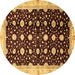 Round Machine Washable Oriental Brown Traditional Rug, wshabs466brn