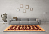 Machine Washable Oriental Orange Traditional Rug, wshabs466org