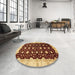 Round Machine Washable Abstract Orange Rug in a Office, wshabs466